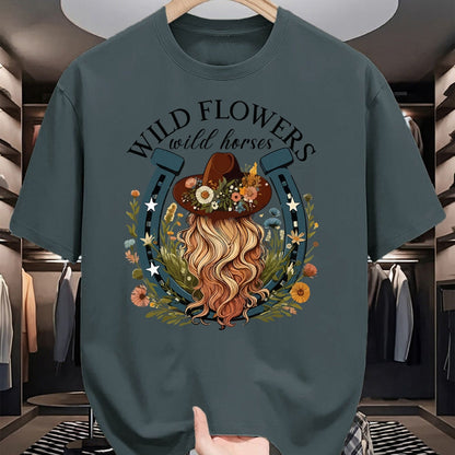 Best Horse Lover Shirt , Funny Horse UnisexT-Shirt/Hoodie/Sweatshirt HLT00 - Wildflowers Wild Horses Western Boho Country Music T-Shirt
