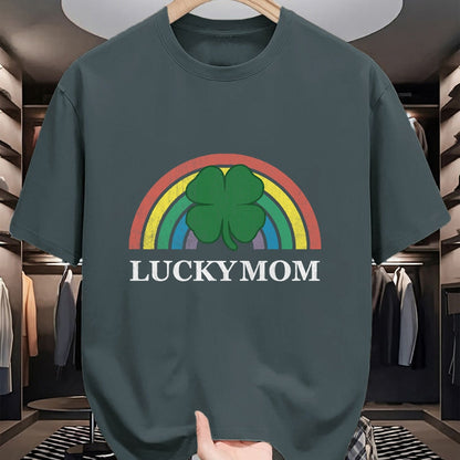 Gift for Mom Shirt, Funny Mom Unisex T-Shirt/Hoodie/Sweatshirt HLT00 - Lucky Mom Shamrock St. Patricks Day Rainbow Saint Paddys T-Shirt