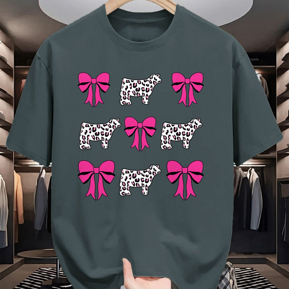 Best Farmer Life Shirt, Funny Farmer UnisexT-Shirt/Hoodie/Sweatshirt HLT00 - Show Steer Girl Cheetah Bows T-Shirt
