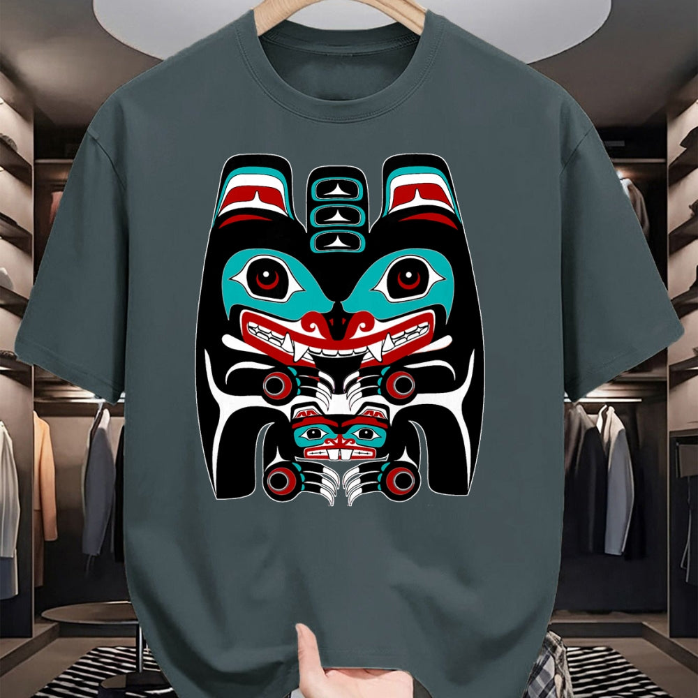 Native American T-Shirts, Vintage Native American Unisex T-Shirt/Hoodie/Sweatshirt HLT00 - Indigenous Alaska Native American Art Style Bear & Beaver