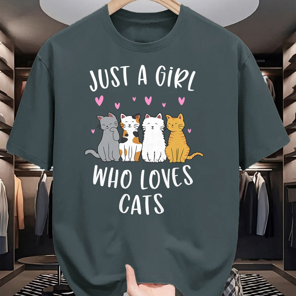 Cat Love Shirt, Funny Cat Lover Gift UnisexT-Shirt/Hoodie/Sweatshirt HLT00 - Just A Girl Who Loves Cats Cute Cat Lover T-Shirt Small