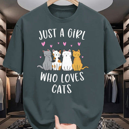 Cat Love Shirt, Funny Cat Lover Gift UnisexT-Shirt/Hoodie/Sweatshirt HLT00 - Just A Girl Who Loves Cats Cute Cat Lover T-Shirt Small