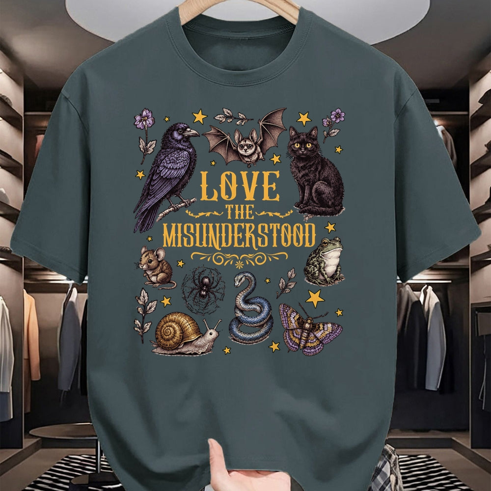 Cat Love Shirt, Funny Cat Lover Gift UnisexT-Shirt/Hoodie/Sweatshirt HLT00 - Vintage Love The Misunderstood Bat Raven Cat Snake Moth Frog T-Shirt