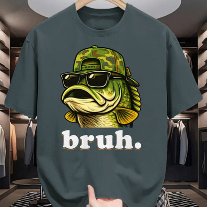 Funny Fishing Shirt, Gift For Fishing Lover Unisex T-Shirt/Hoodie/Sweatshirt HLT00 - Bruh Fishing Camo Bass Fish Funny Boys Kids Camouflage T-Shirt