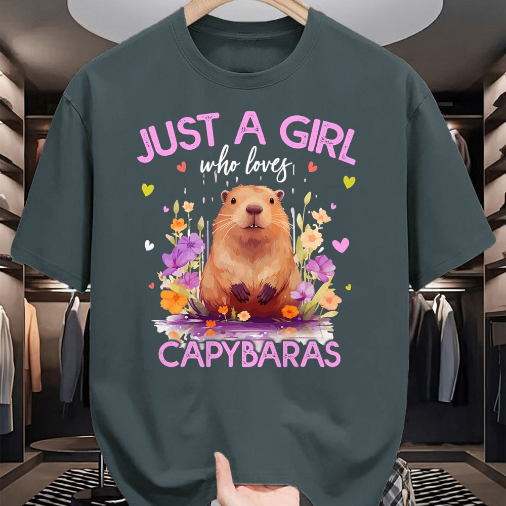Cute Capybara Shirt, Funny Capybara Unisex T-Shirt/Hoodie/Sweatshirt HLT00 - Just A Girl Who Loves Capybaras For Women Girls T-Shirt