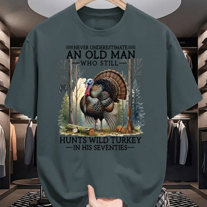 Cat Love Shirt, Funny Cat Lover Gift UnisexT-Shirt/Hoodie/Sweatshirt HLT00 - an Old Man Still Hunting Wild Turkey in 70s T-Shirt