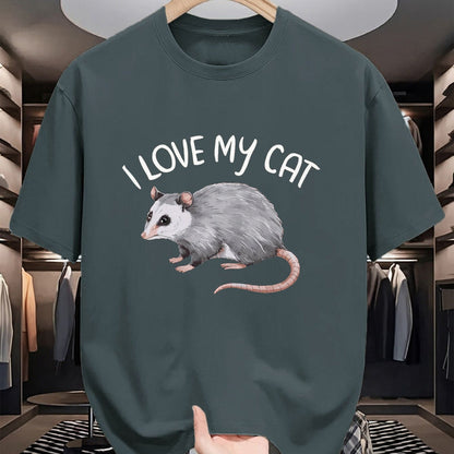 Cat Love Shirt, Funny Cat Lover Gift UnisexT-Shirt/Hoodie/Sweatshirt HLT00 - I Love My Cat Opossum T-Shirt, Men, Purple Heather, X-Large