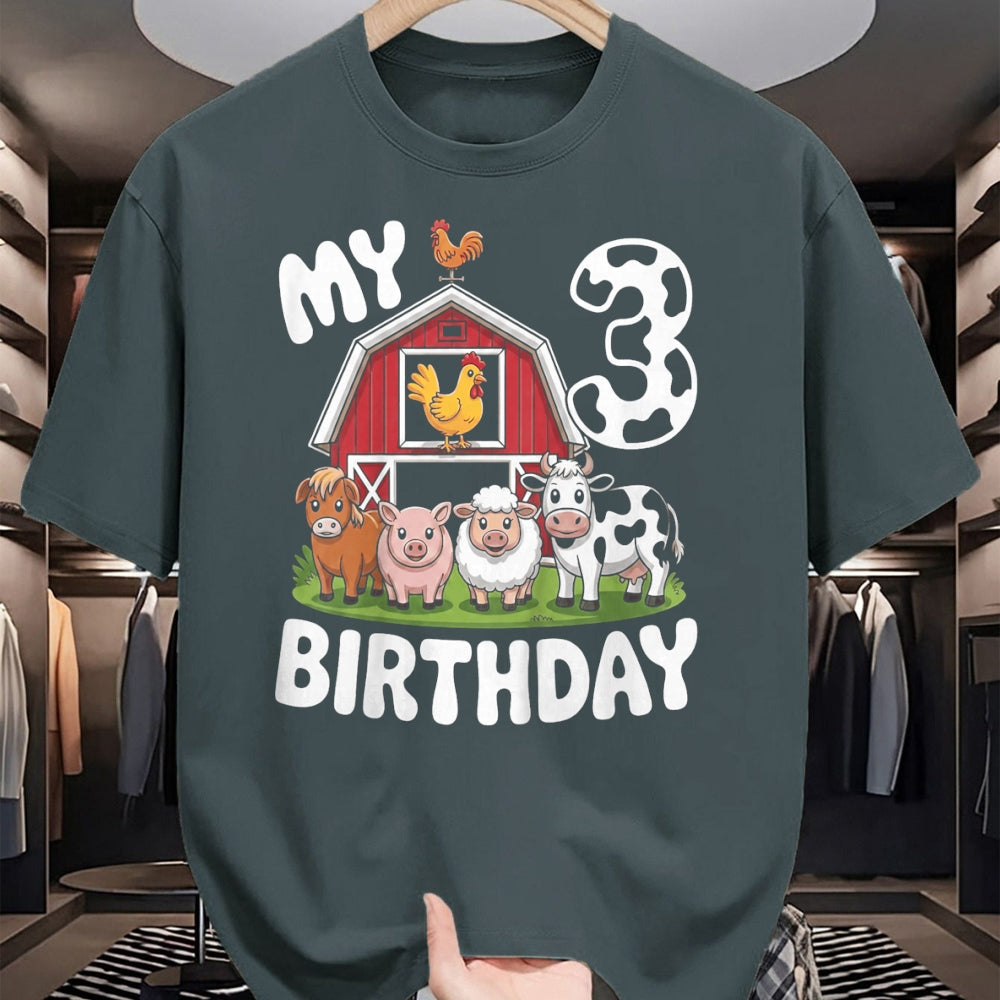 Best Farmer Life Shirt, Funny Farmer UnisexT-Shirt/Hoodie/Sweatshirt HLT00 - Kids Three 3yr 3rd Birthday Farm Animals 3 Year Old Boys Girls T-Shirt