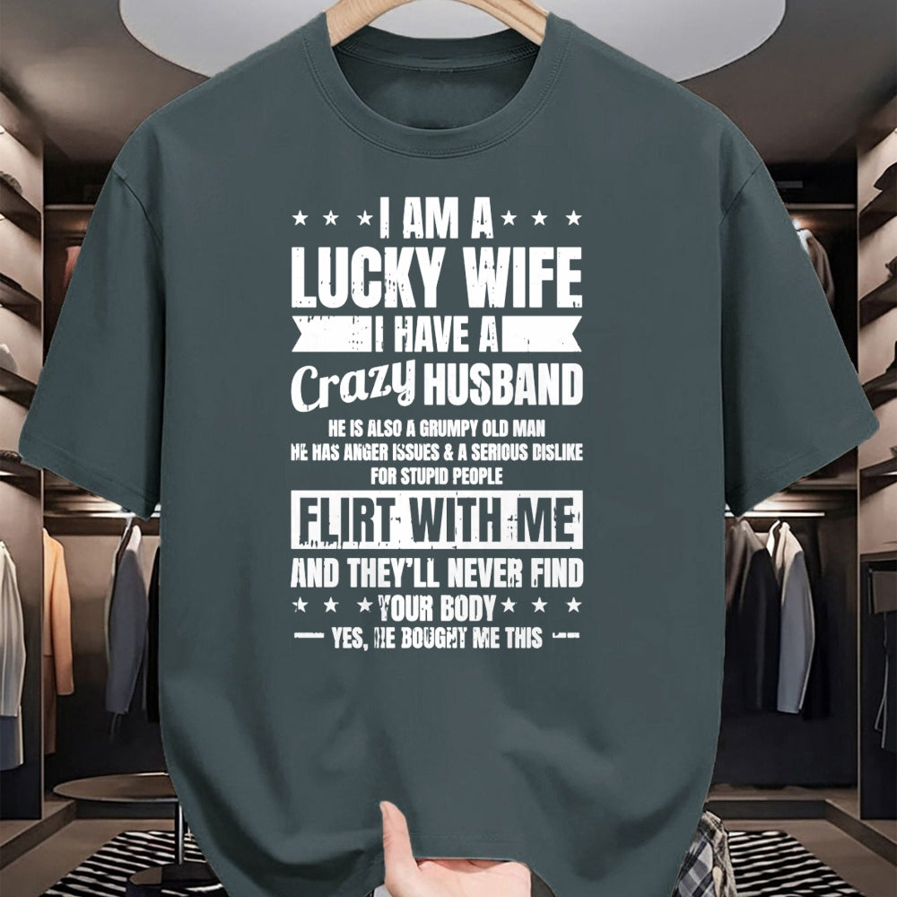 Best Wife Shirt, Wife and Husband Unisex T-Shirt/Hoodie/Sweatshirt HLT00 - Gift for wife T shirt, lucky wife   I Am A Lucky Wife Fathers Day Funny Sarcastic Women Pullover Hoo