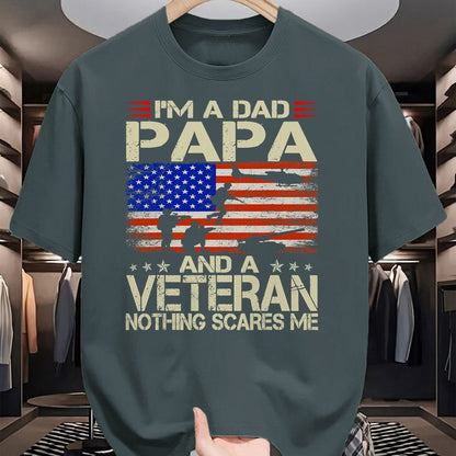 Proud Veteran Shirt, Funny Veteran UnisexT-Shirt/Hoodie/Sweatshirt HLT00 - I_m A Dad Papa and Veteran Funny Retro Dad Dad Grandpa T-Shirt
