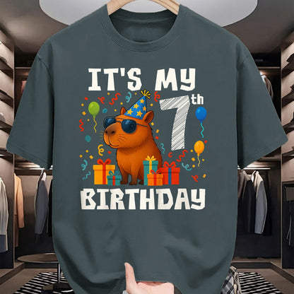 Cute Capybara Shirt, Funny Capybara Unisex T-Shirt/Hoodie/Sweatshirt HLT00 - Its My 7th Birthday 7 Years Old Capybara Gifts Boys T-Shirt