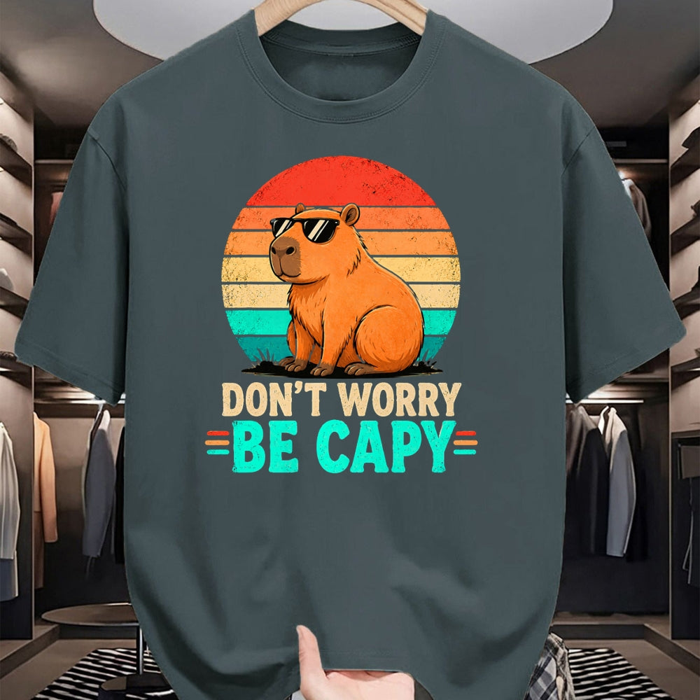 Cute Capybara Shirt, Funny Capybara Unisex T-Shirt/Hoodie/Sweatshirt HLT00 - Funny Be Capy Relaxed Capybara Vintage Cartoon Graphic T-Shirt