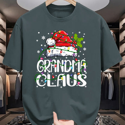 Best Grandma Shirt, Proud Grandma Unisex T-Shirt/Hoodie/Sweatshirt HLT00 - Grandma Claus Christmas Lights Pajama Family Matching Long Sleeve T-Shirt