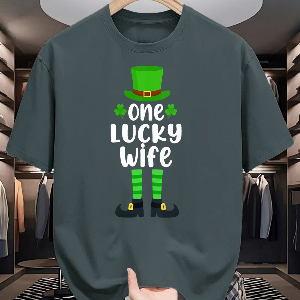 Best Wife Shirt, Wife and Husband Unisex T-Shirt/Hoodie/Sweatshirt HLT00 - Gift for wife T shirt, lucky wife   Womens One Lucky Wife Funny St Patricks Day Lucky Shamrock V-Nec