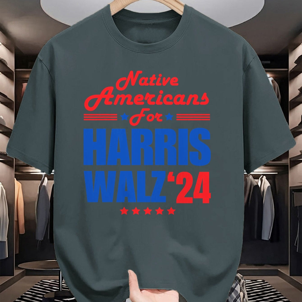 Native American T-Shirts, Vintage Native American Unisex T-Shirt/Hoodie/Sweatshirt HLT00 - Native Americans for Harris Walz Kamala for President