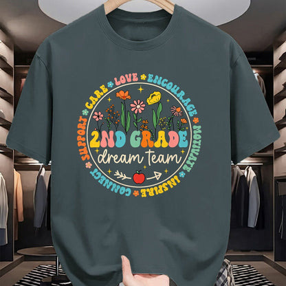 Best Student Shirt, Funny Back To School UnisexT-Shirt/Hoodie/Sweatshirt HLT00 - 2nd Grade Dream Team Back to School Teacher Care Love Floral T-Shirt