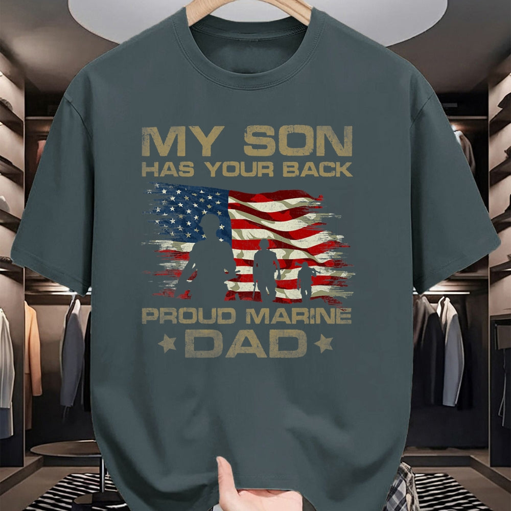 Gift for Dad Shirt, Funny Dad Unisex T-Shirt/Hoodie/Sweatshirt HLT00 – My Son Has Your Back - Marine - Dad Camouflage T-Shirt