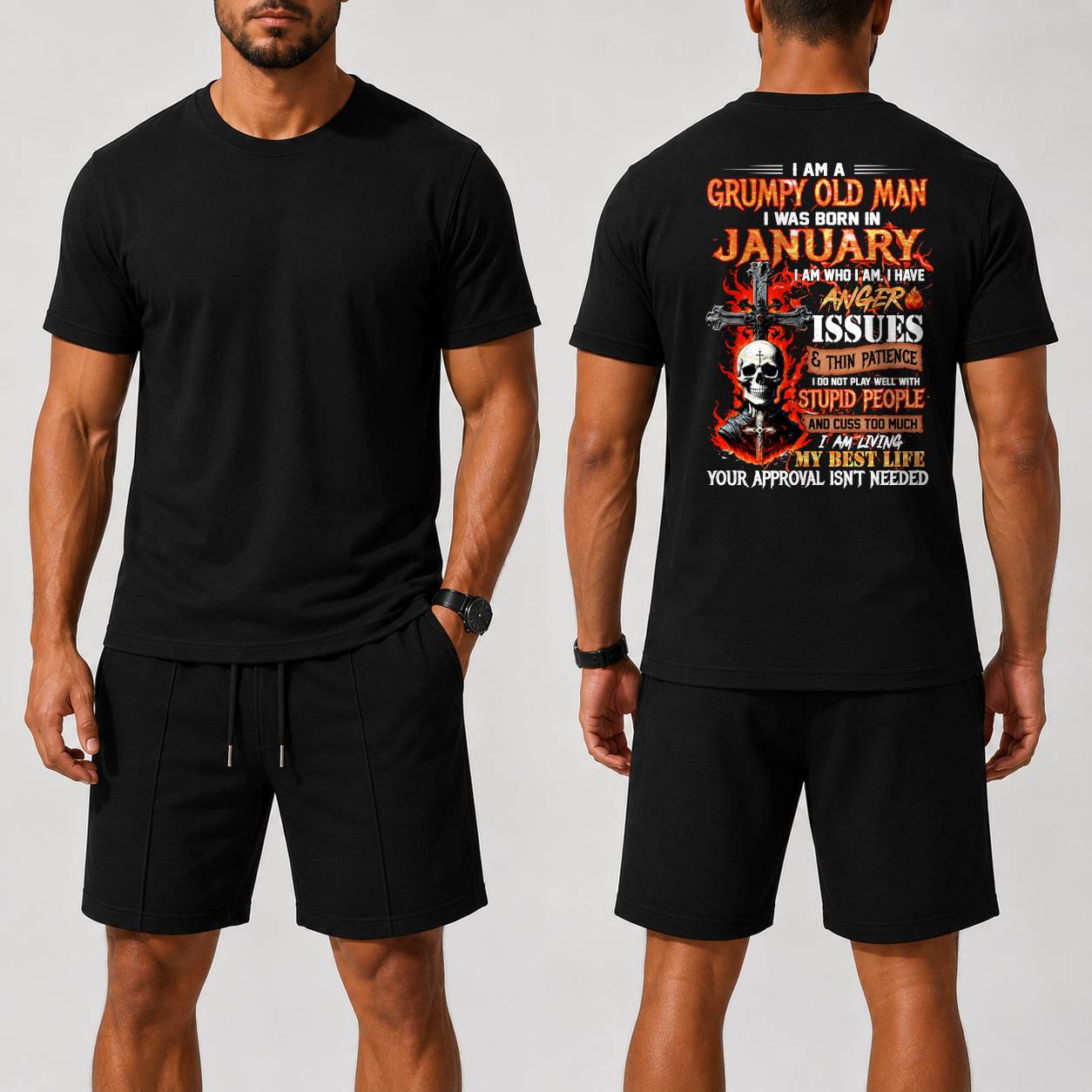 JANUARY - I AM A GRUMPY OLD MAN - BIRTHDAY WAFFLE CASUAL SUIT FOR MEN - NINA01 (SKU2607-235-01)| Waffle casual suit A09-739