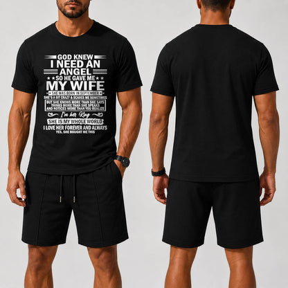 SEPTEMBER - GOD KNEW I NEED AN ANGEL SO HE GAVE ME MY WIFE | Waffle casual suit A09-739 | - GIFT FOR HUSBAND FROM WIFE - NINA09 (SKU2607-36-09)