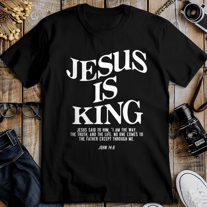 Christian Tee, Christian Faith Unisex T-Shirt/Hoodie/Sweatshirt HLT00 - Jesus Is King Jesus John 146 Costume Christian (On Back) T-Shirt (2)