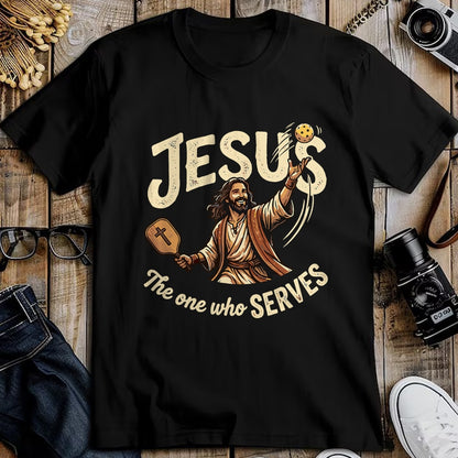 Funny Pickleball Shirt, Pickleball Lover Unisex T-Shirt/Hoodie/Sweatshirt HLT00 - Jesus The One Who Serves Funny Christian Pickleball T-Shirt