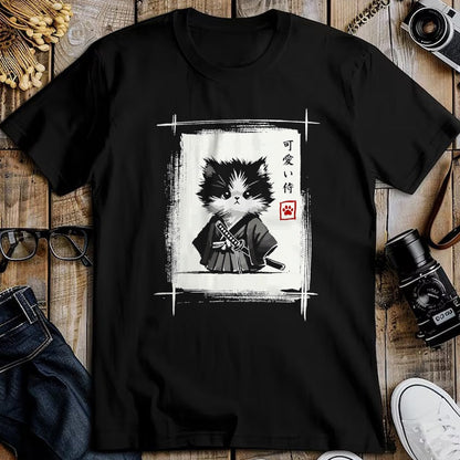 Cat Love Shirt, Funny Cat Lover Gift UnisexT-Shirt/Hoodie/Sweatshirt HLT00 - Samurai Cat Japanese Art Sumi-e Novelty Kawaii Funny Cat T-Shirt, Men, Black, Large