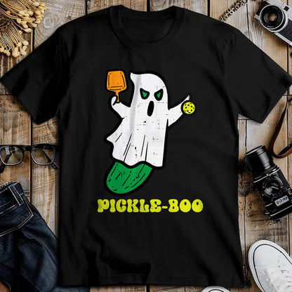 Funny Pickleball Shirt, Pickleball Lover Unisex T-Shirt/Hoodie/Sweatshirt HLT00 - Halloween Pickleball Pickle Boo Ghost Costume Men Women Kids T-Shirt