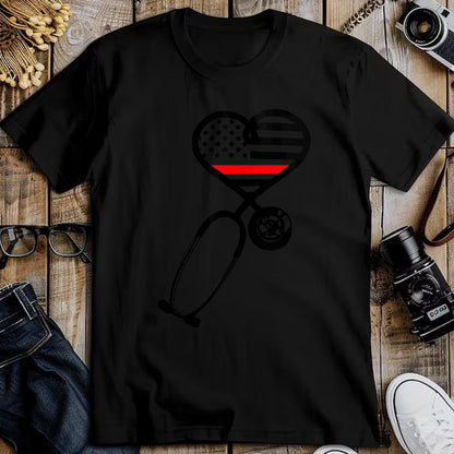 Funny Nurse Shirt, Nurse Unisex T-Shirt/Hoodie/Sweatshirt HLT00 - Firefighter Wife Thin Red Line Flag ER Nurse Support Gift T-Shirt