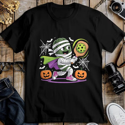 Funny Pickleball Shirt, Pickleball Lover Unisex T-Shirt/Hoodie/Sweatshirt HLT00 - Funny Halloween Pickleball Mummy Costume Design T-Shirt
