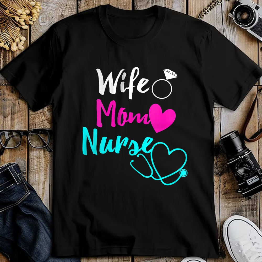 Funny Nurse Shirt, Nurse Unisex T-Shirt/Hoodie/Sweatshirt HLT00 - Womens Wife Mom Nurse Womens RN LPN Mothers Day Gift For Nurses V-Neck T-Shirt