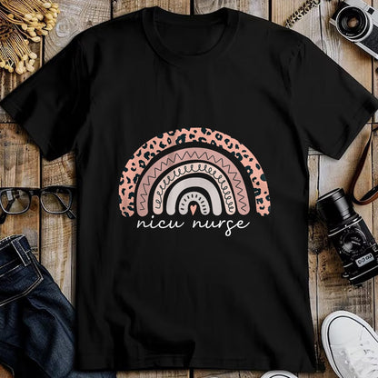 Funny Nurse Shirt, Nurse Unisex T-Shirt/Hoodie/Sweatshirt HLT00 - Nicu Nurse Neonatal Nurse Labor And Delivery Leopard Rainbow T-Shirt