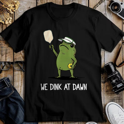 Funny Pickleball Shirt, Pickleball Lover Unisex T-Shirt/Hoodie/Sweatshirt HLT00 - We Dink At Dawn Funny Pickleball Frog T-Shirt