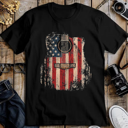 Guitar Lover Shirt, Funny Guitar UnisexT-Shirt/Hoodie/Sweatshirt HLT00 - Vintage USA American Flag Guitar Player Musician Guitarist T-Shirt, Men, Black, 3X-Large