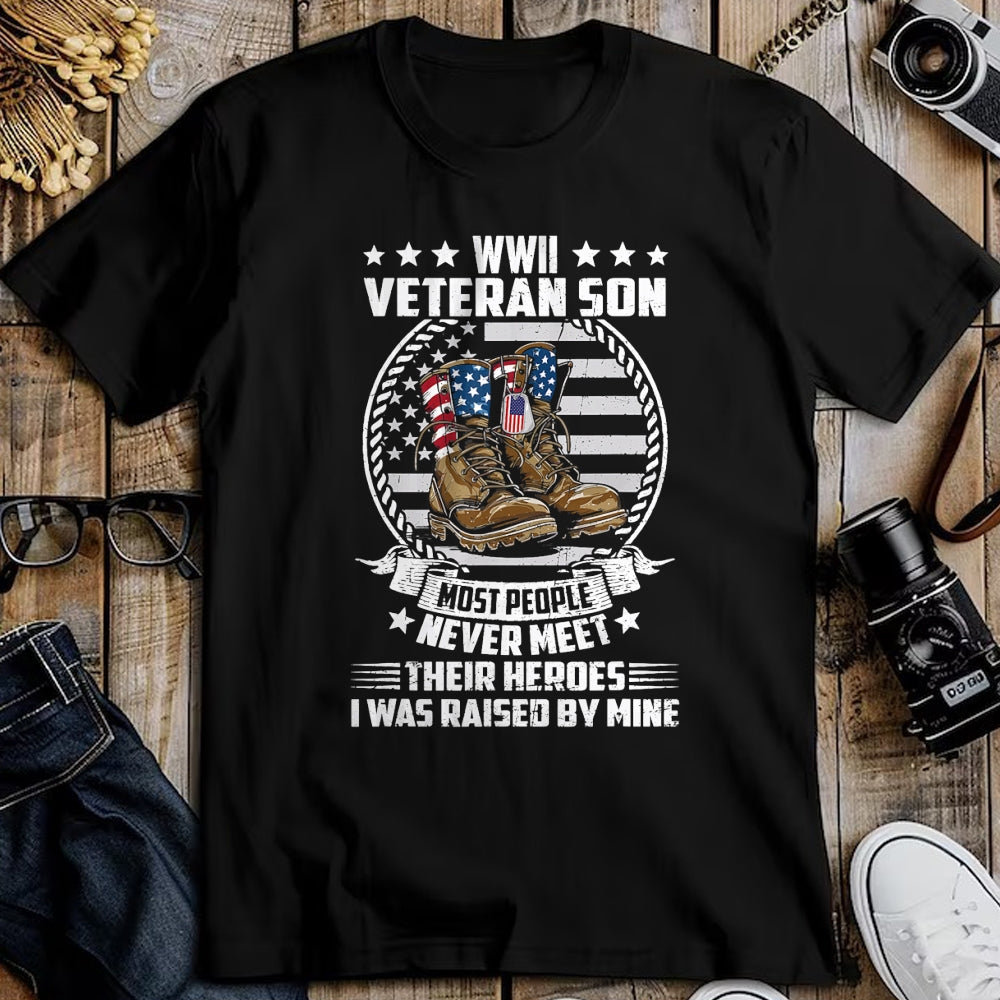 Proud Veteran Shirt, Funny Veteran UnisexT-Shirt/Hoodie/Sweatshirt HLT00 - Proud Son of WWII Veteran World War 2 Vet Flag US T-Shirt