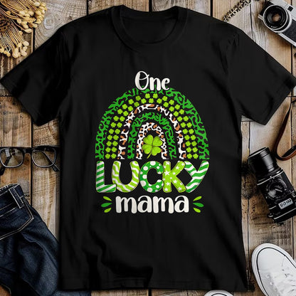 Gift for Mom Shirt, Funny Mom Unisex T-Shirt/Hoodie/Sweatshirt HLT00 - One Lucky Mom Irish Rainbow Leopard St Patricks Day T-Shirt