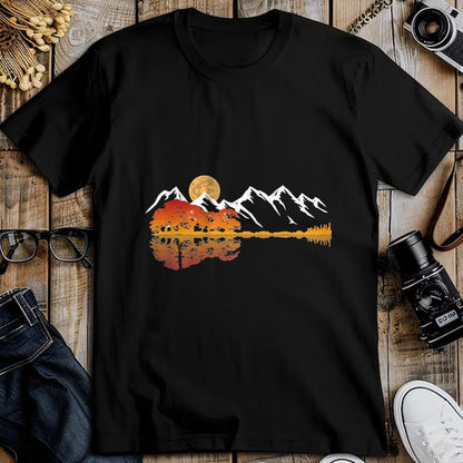 Guitar Lover Shirt, Funny Guitar UnisexT-Shirt/Hoodie/Sweatshirt HLT00 - Guitar Lake Mountain Reflections Shadow Love Guitar Musician T-Shirt, Men, Heather Blue, X-Large