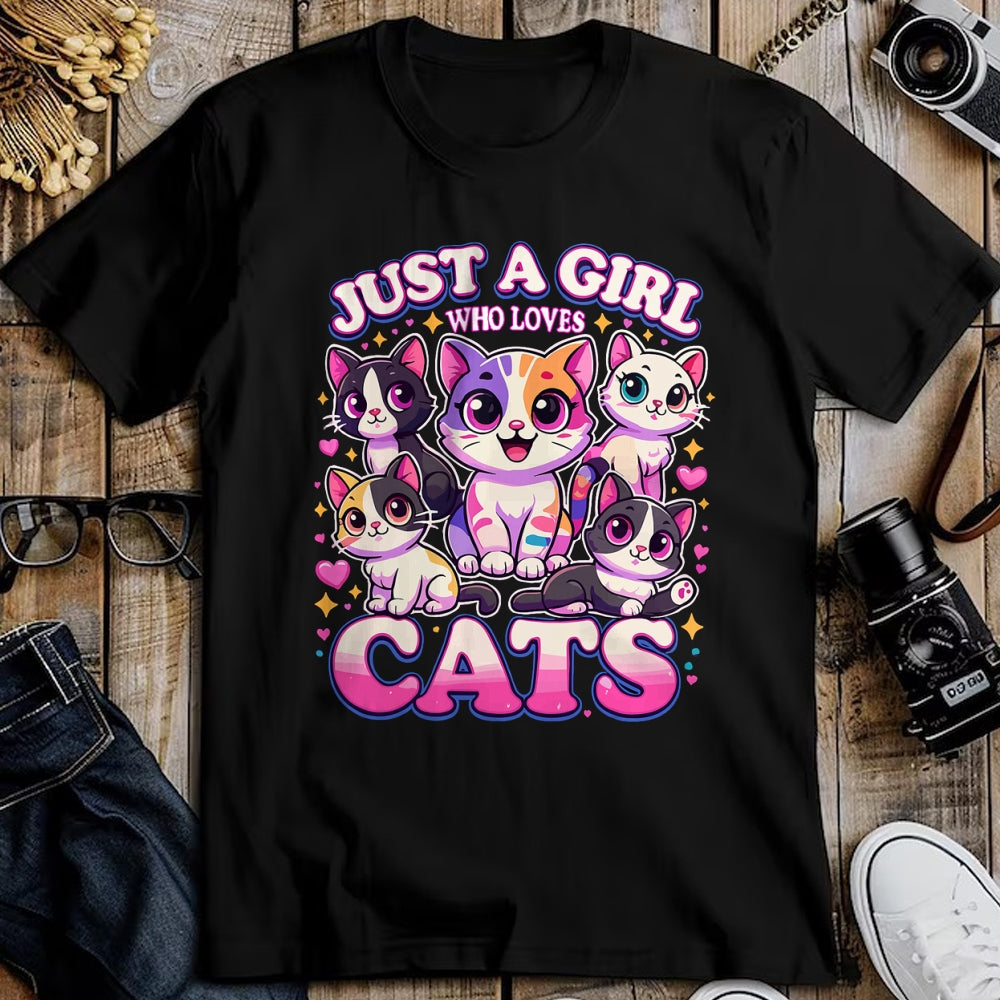 Cat Love Shirt, Funny Cat Lover Gift UnisexT-Shirt/Hoodie/Sweatshirt HLT00 - Cat Just a Girl Who Loves Cats T-Shirt