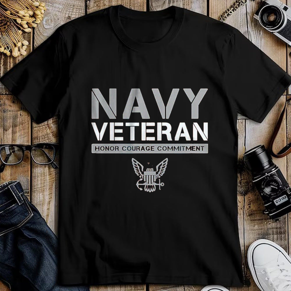 Proud Veteran Shirt, Funny Veteran UnisexT-Shirt/Hoodie/Sweatshirt HLT00 - US Navy - Veteran Honor Courage Commitment T-Shirt, Men, Black, 3X-Large