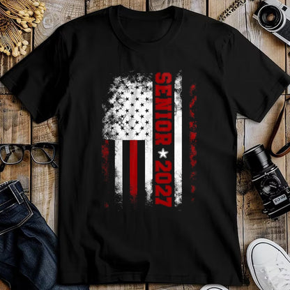 Best Student Shirt, Funny Back To School UnisexT-Shirt/Hoodie/Sweatshirt HLT00 - Senior Class of 2027 Back to High School American USA Flag T-Shirt