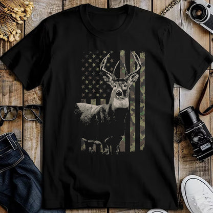 Funny Hunting Shirt, Gift For Hunting Lover Unisex T-Shirt/Hoodie/Sweatshirt HLT00 - Hunting Camo American Flag Deer T-Shirt