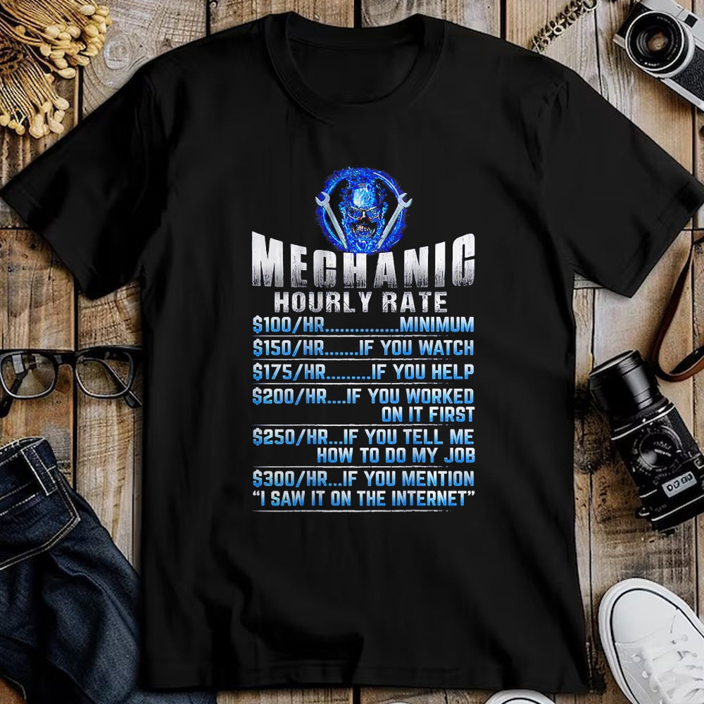 Best Mechanic Life Shirt, Funny Mechanic UnisexT-Shirt/Hoodie/Sweatshirt HLT00 - Mechanic Hourly Rate Skull (on Back) T-Shirt