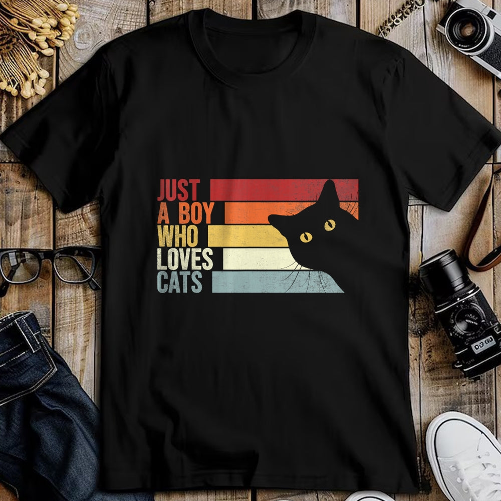 Cat Love Shirt, Funny Cat Lover Gift UnisexT-Shirt/Hoodie/Sweatshirt HLT00 - Just A Boy Who Loves Cats. Funny Cats Lover T-Shirt (1)