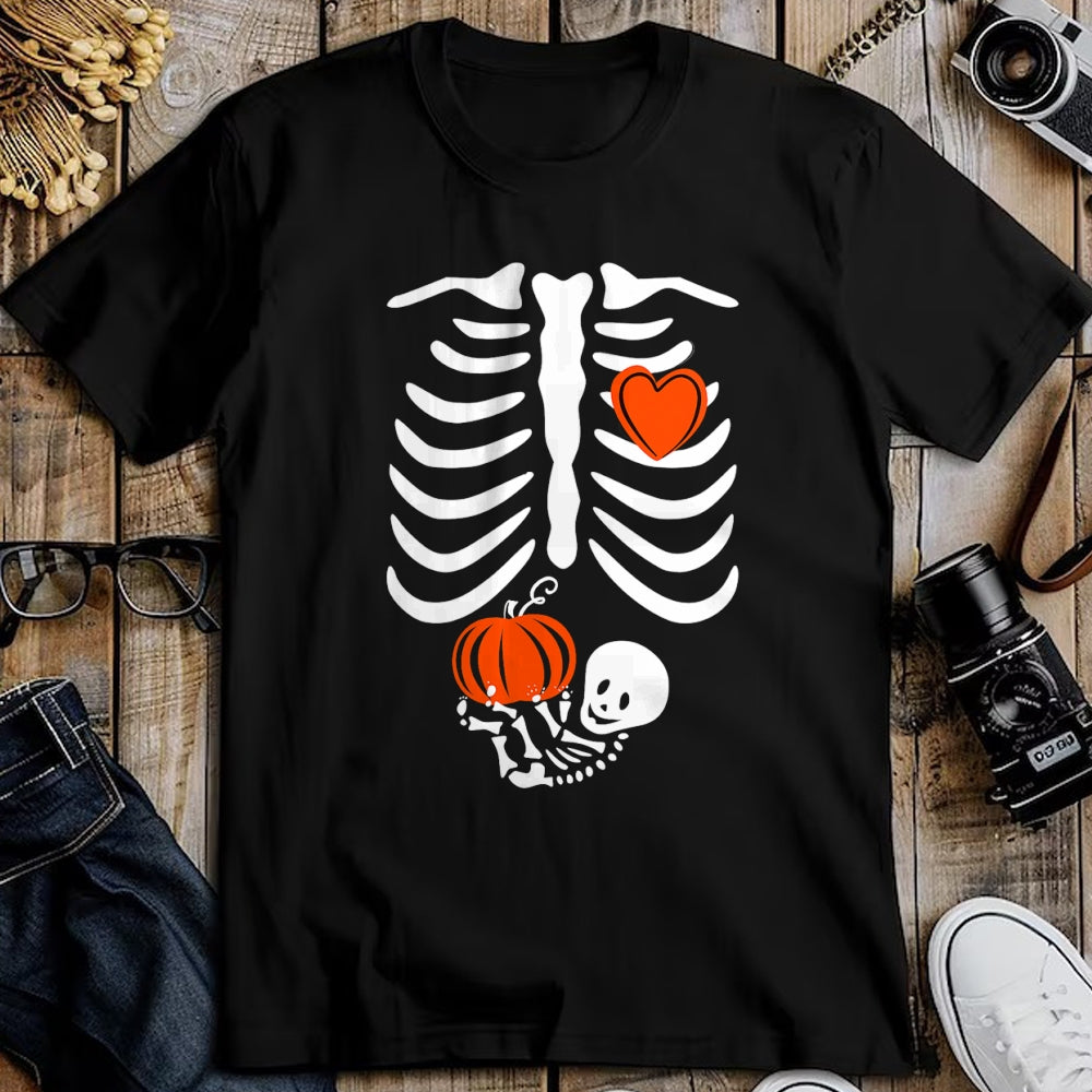 Gift for Mom Shirt, Funny Mom Unisex T-Shirt/Hoodie/Sweatshirt HLT00 - Pregnant Skeleton Mom Halloween Pregnancy Baby Announcement T-Shirt