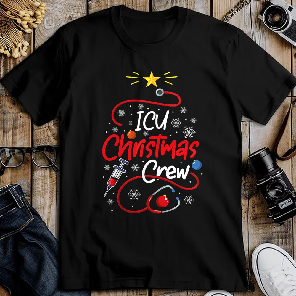 Funny Nurse Shirt, Nurse Unisex T-Shirt/Hoodie/Sweatshirt HLT00 - Nurse ICU Christmas Crew Nursing Christmas lights T-Shirt