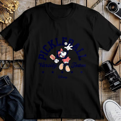 Funny Pickleball Shirt, Pickleball Lover Unisex T-Shirt/Hoodie/Sweatshirt HLT00 - Minnie Mouse - Pickleball Serve Varsity Team T-Shirt