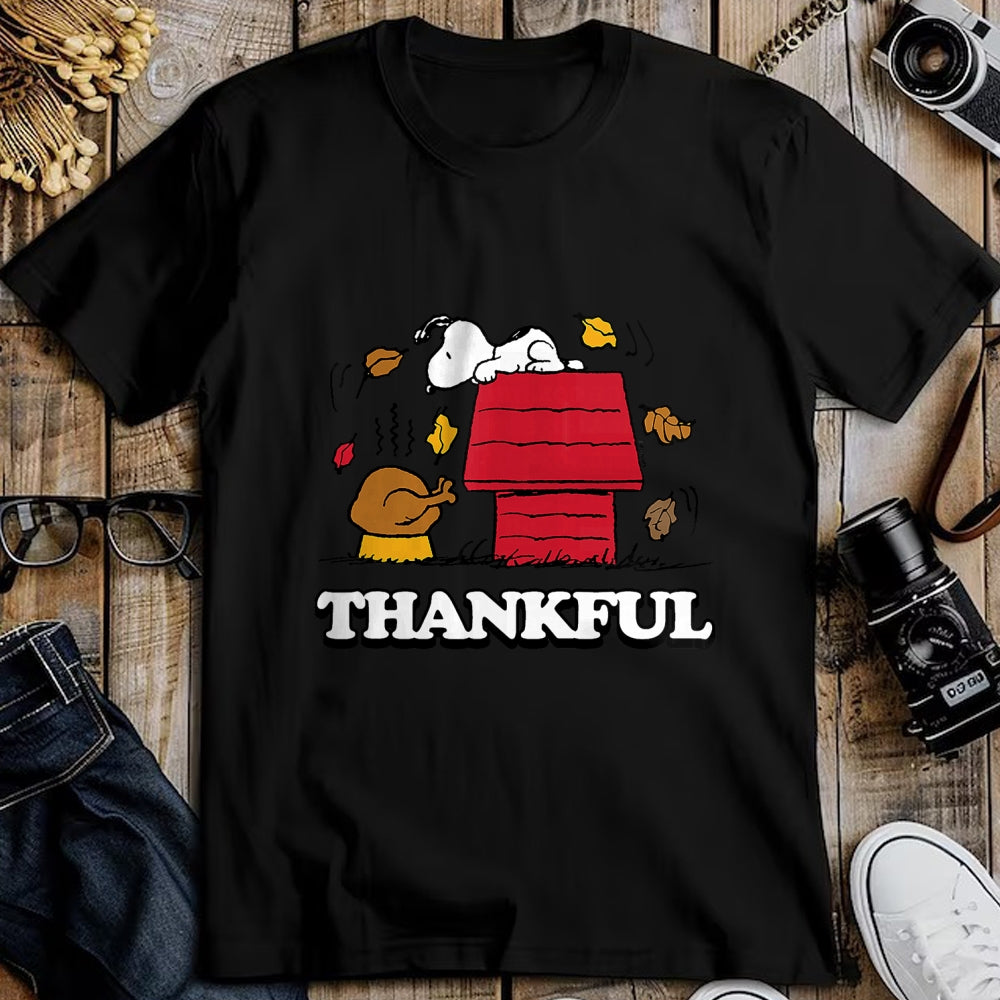 Best Thanksgiving Family Shirt , Funny Thanksgiving UnisexT-Shirt/Hoodie/Sweatshirt HLT00 - Peanuts - Snoopy Thankful Turkey with Fall Leaves T-Shirt
