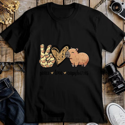 Cute Capybara Shirt, Funny Capybara Unisex T-Shirt/Hoodie/Sweatshirt HLT00 - Kawaii Kids Womens Girls Peace Love Meme Lover Capybara T-Shirt