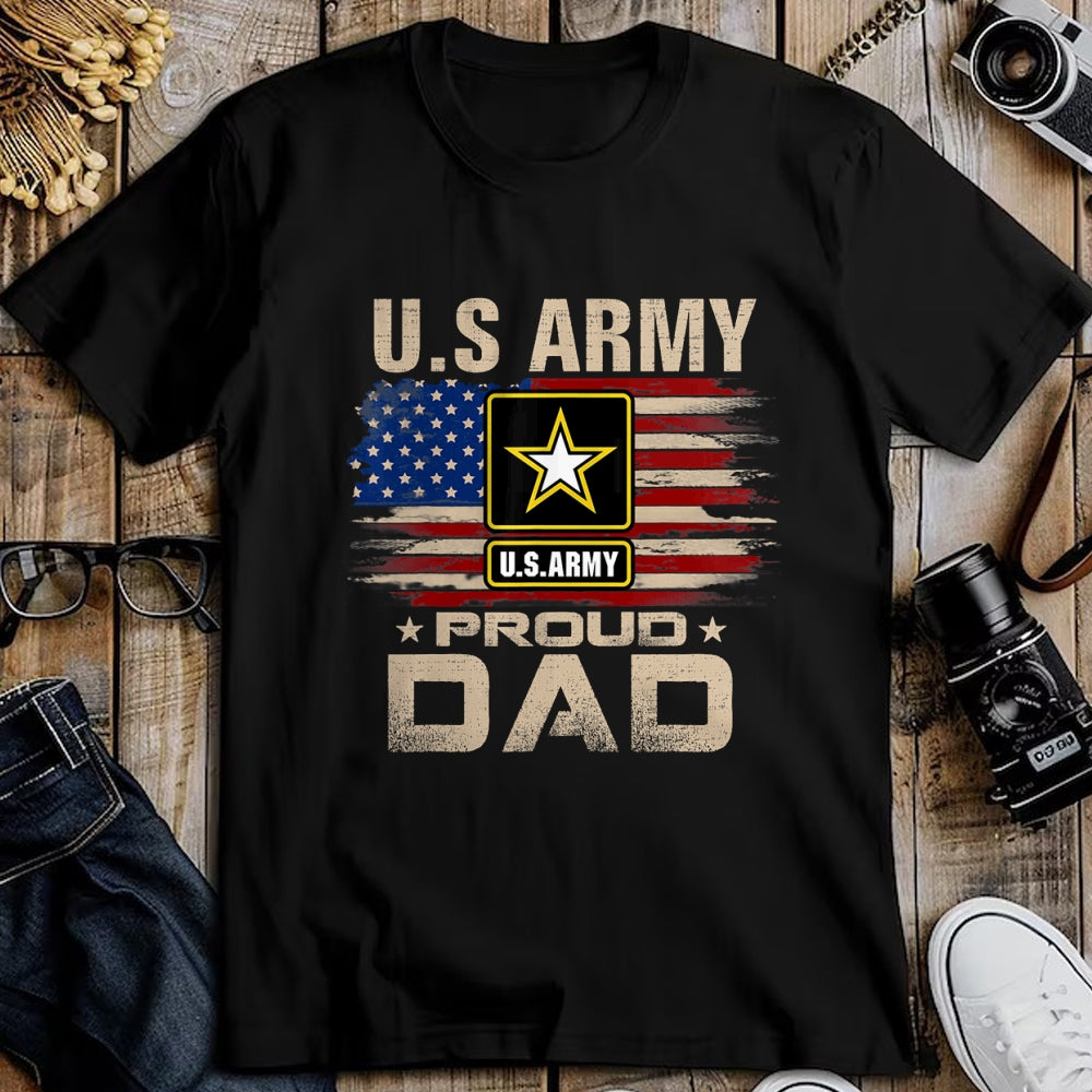 Gift for Dad Shirt, Funny Dad Unisex T-Shirt/Hoodie/Sweatshirt HLT00 – Vintage U.S Army Proud Dad With American Flag T-Shirt