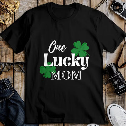 Gift for Mom Shirt, Funny Mom Unisex T-Shirt/Hoodie/Sweatshirt HLT00 - One Lucky Mom St Patricks Day Green Clover Shamrock Mama T-Shirt