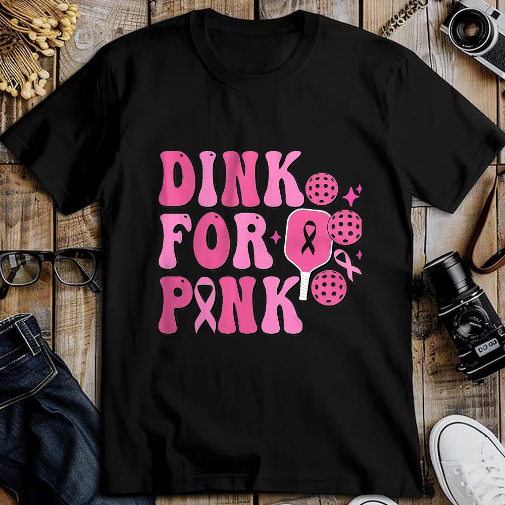 Funny Pickleball Shirt, Pickleball Lover Unisex T-Shirt/Hoodie/Sweatshirt HLT00 - Dink for Pink Breast Cancer Awareness Pickleball Ribbon Pink T-Shirt, Men, Black, 3X-Large